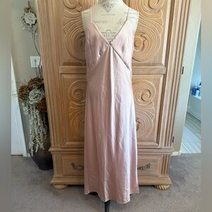 Elegant Pink Maxi Slip Dress Size Large